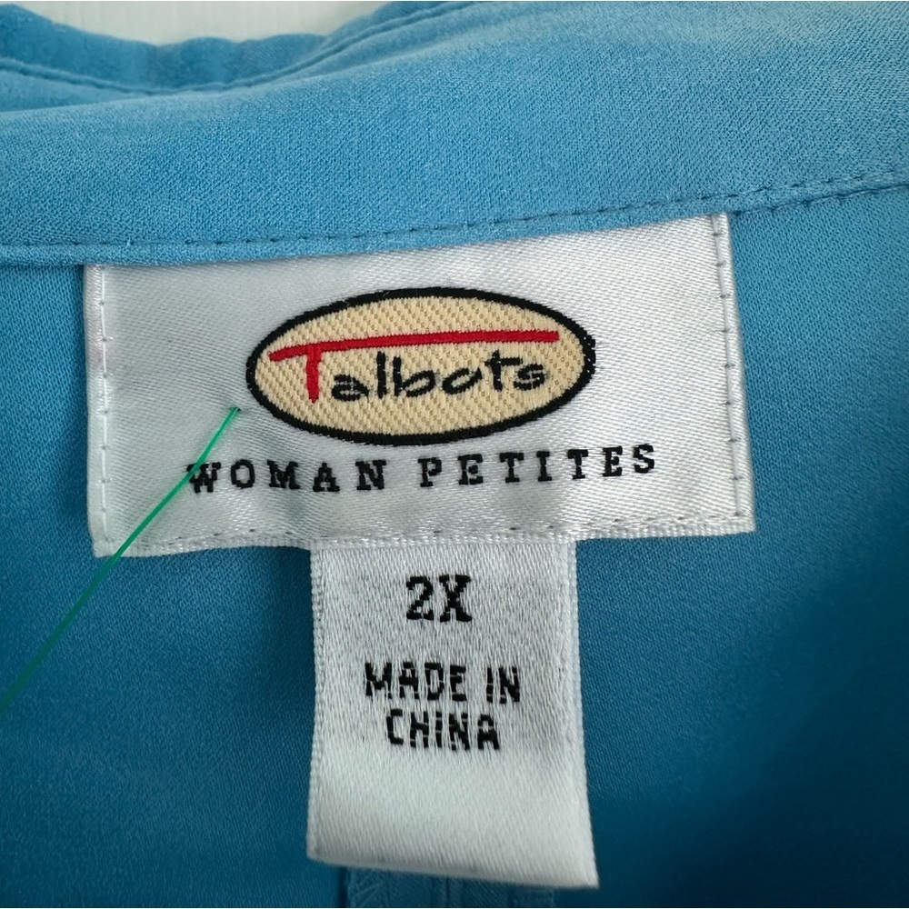 Talbots Women's Faux Suede/Velvet Shirt Petite 2X Blue Long Sleeve Button Up - Picture 2 of 5